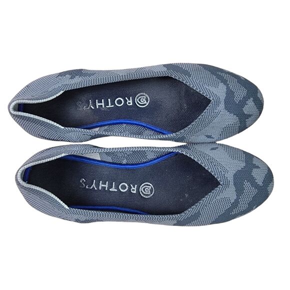 Rothy's Size 8 The Flat Retired Gray Camo Red Bottom Round Toe Ballet Flats - Picture 2 of 7